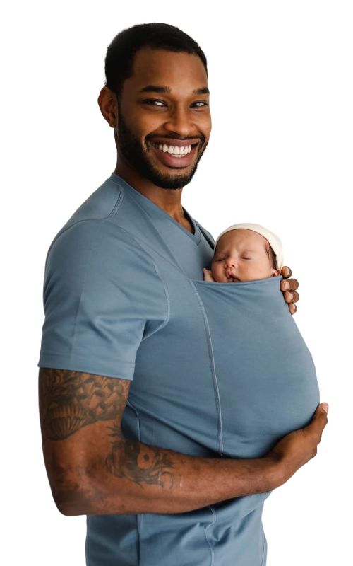 Photo 1 of Lalabu Dad Shirt Baby Carrier | The Original Dad Baby Carrier Shirt That Looks Like a Tee | Designed to Help New Dads Bond | Comfortable & Easy to Use Mens Baby Carrier | Pure Black, XXL, Short Sleeve / Grey