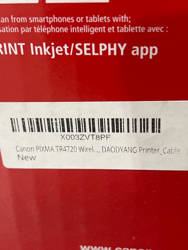 Photo 4 of Canon PIXMA TR4720 Wireless Color All-in-One Inkjet Printer for Home Office, Black - Print Copy Scan Fax - 4800 x 1200 dpi, Auto 2-Side Printing, 20-Sheet ADF, Two-line LCD, Tillsiy Printer_Cable