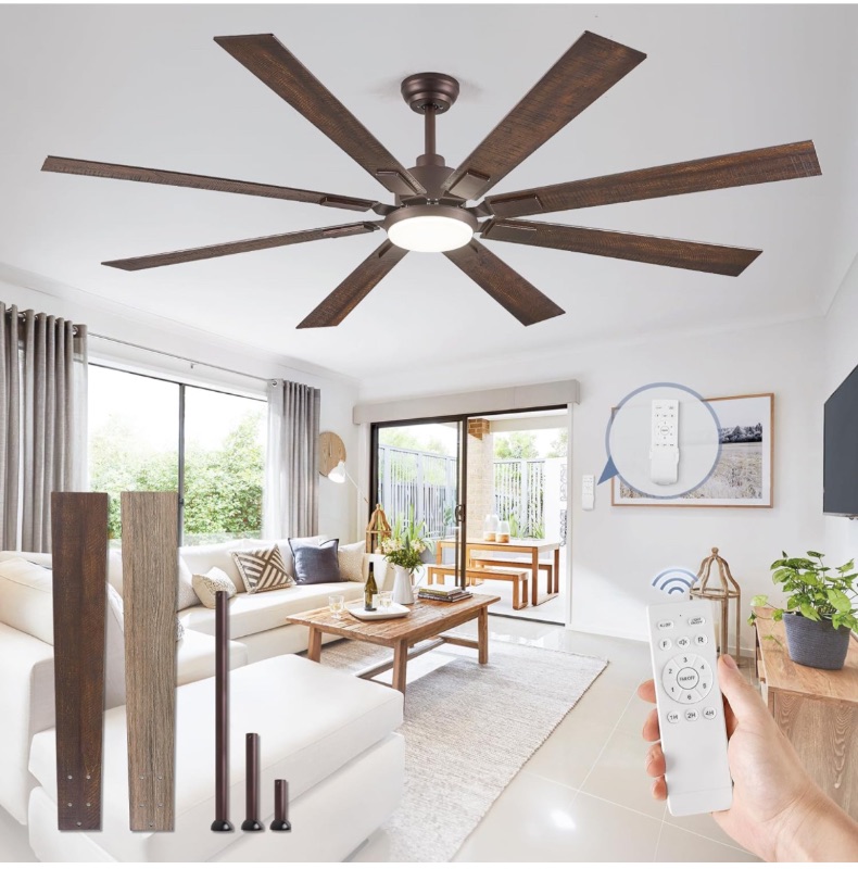Photo 1 of 72 inch Oil Rubbed Bronze Ceiling Fans with Lights and Remote, Indoor/Outdoor Farmhouse Ceiling Fan for Living Room Patio, 6 Speed Reversible Quiet DC Motor, 3CCT, Dual Finish Blades