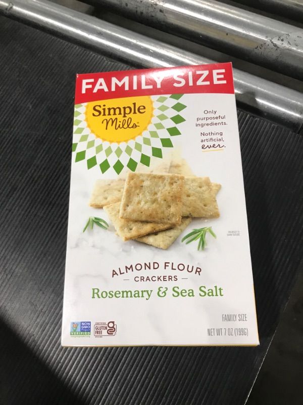 Photo 1 of Simple Mills Almond Flour Crackers, Family Size, Rosemary & Sea Salt - Gluten Free, Vegan, Healthy Snacks, 7 Ounce (Pack of 1) Rosemary & Sea Salt 7 Ounce (Pack of 1)