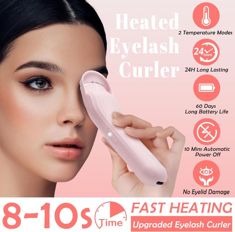Photo 1 of Heated Eyelash Curlers,Electric Eyelash Curler Heat w/Mascara,Hot Eyelash Heated Curler,Quick Heating,Long-Lasting Curling,2 Heating Modes w/Sensing Silicone Pad,USB Rechargeable,Gifts for Women