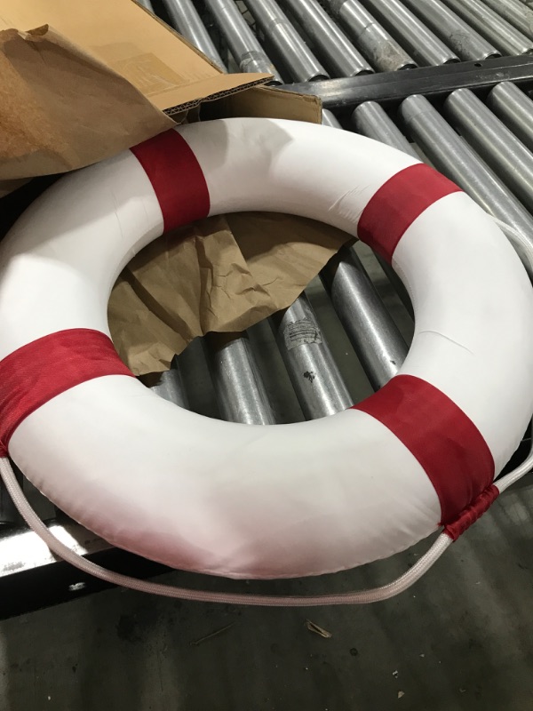 Photo 2 of 20 inch/50cm Small Diameter Swim Foam Ring Buoy Swimming Pool Safety Life Preserver with Perimeter Rope Red