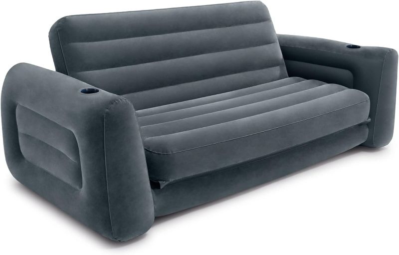 Photo 1 of Intex Queen Size Inflatable Pull-Out Sofa Bed Sleep Away Futon Couch, Dark Gray