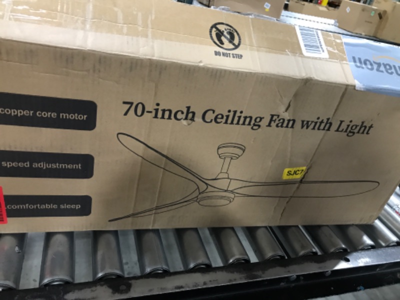 Photo 3 of 70 Inch Outdoor Ceiling Fan?Deep Walnut Large Modern Ceiling Fans with Lights and Remote, 6 Speeds, 3 Blades Farmhouse Ceiling Fans with 3CCT for Bedroom, Living Room, Patio