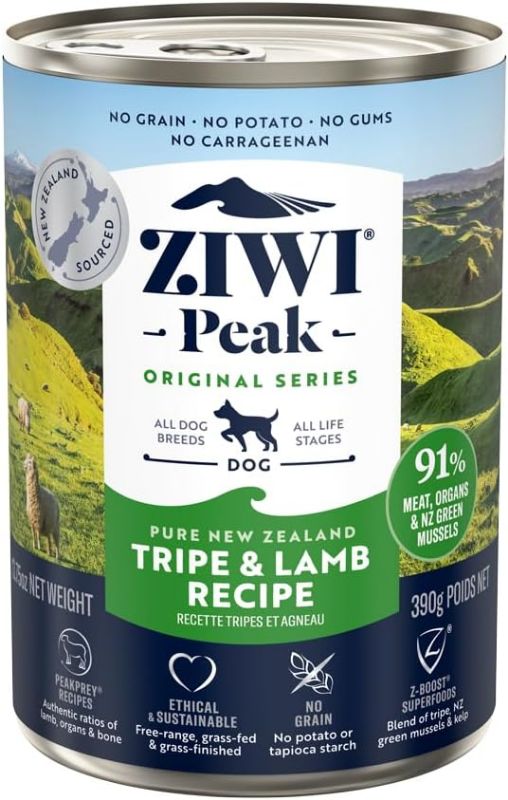 Photo 1 of ZIWI Peak Canned Wet Dog Food – All Natural, High Protein, Grain Free, Limited Ingredient, with Superfoods (Tripe & Lamb, Case of 12,
EXP:10/10/2026