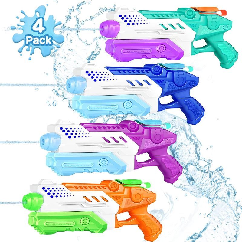 Photo 1 of Water  4 Pack Squirt Gun - Super Water Blaster Soaker Guns for Kids Adults with High Capacity Long Shooting Range, Ideal Toys Gifts for Boys Girls Summer Pool Beach Outdoor Water Fighting Activity