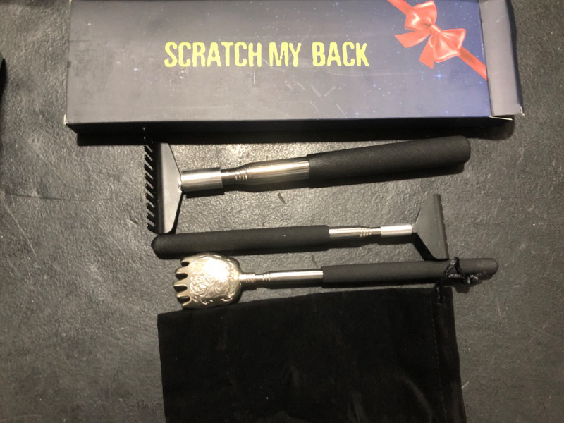 Photo 2 of Flanker-L Back Scratcher Set with 3 Styles - Oversize/Bear Claw/Rake Portable Telescoping Massage Tool - Gift/Stocking Stuffers for Men Women