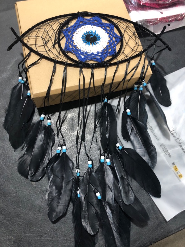 Photo 1 of 1PCS Evil Eye Dream Catcher Devil's Eye Dreamcatcher Wall Mount Evil Eye Dream Catcher Wall Decor Hotel,Apartment,Home Art Decoration (Black)