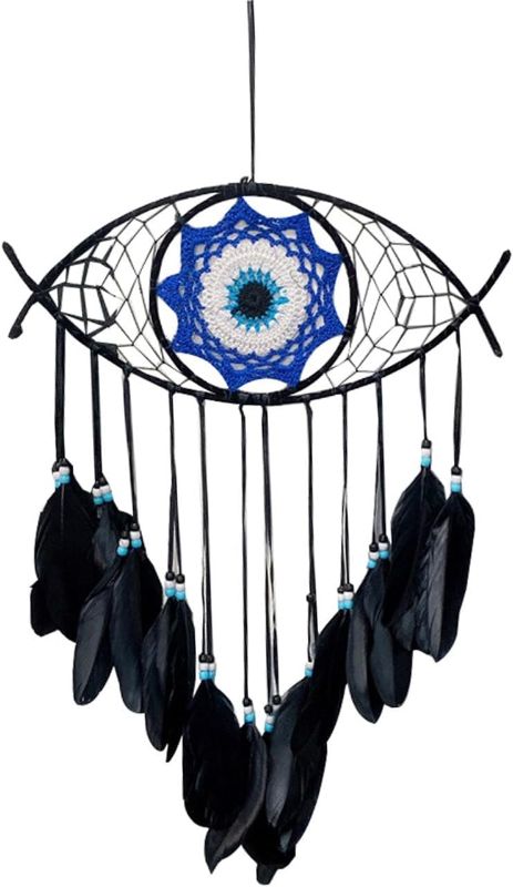 Photo 1 of 1PCS Evil Eye Dream Catcher Devil's Eye Dreamcatcher Wall Mount Evil Eye Dream Catcher Wall Decor Hotel,Apartment,Home Art Decoration (Black)