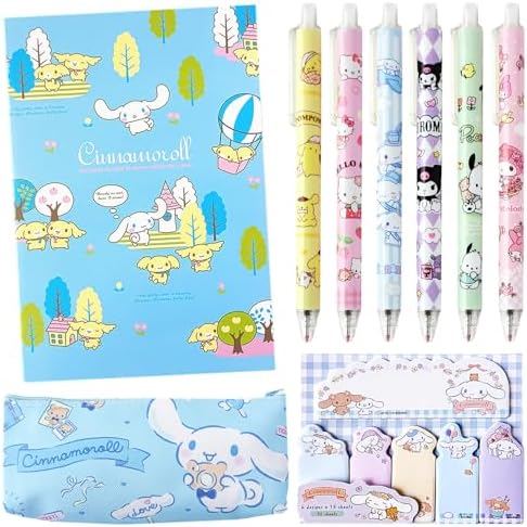Photo 1 of Toomilki Cinnamoroll School Supplies, Cinnamon Roll Stationery, Including Notebook Gel Pens Sticky Notes Pencil Cse