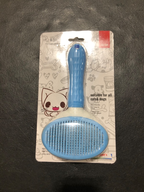 Photo 2 of CAMDAN. Cat Brush First Quality, Cat brush with release button, Pet Grooming Brush, Self-Cleaning Dog Brush, Suitable for Long and Short-Haired Dogs and Cats, to Remove Tangled and Loose Hair. (BLUE)