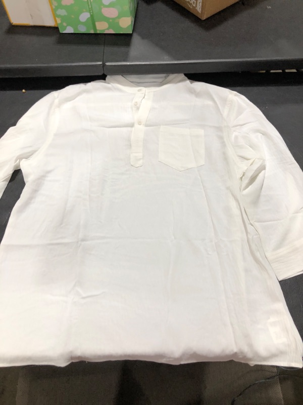 Photo 1 of Runcati Mens Casual Henley Shirt 3/4 Sleeve Band Collar Summer Beach Hippie Shirt with Pocket XL