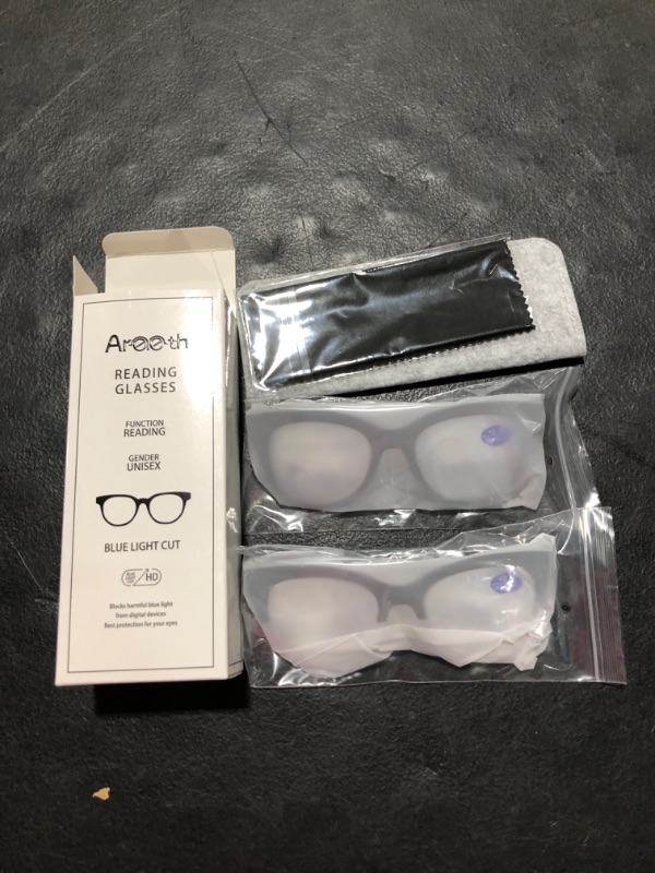 Photo 2 of Areyeth 2 Pairs Oversized Retro Reading Glasses for Women, Oprah Style Large Blue Light Blocking Readers(2.75X) Black+black/Purple 2.75 x