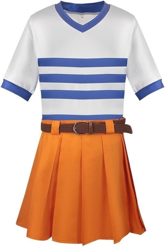 Photo 1 of SOOFILM Nami Cosplay for Women Nami Dress Costume T-Shirt Pleated Skirt School Outfits Halloween Costumes Small