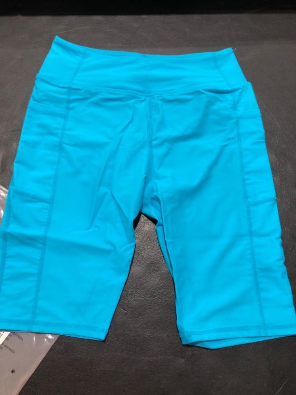 Photo 2 of Aleumdr Womens 8" High Waisted Board Shorts Long Swim Bottom Knee Length Pants with Pocket UPF 50+ Shorts with Liner Medium Blue 104