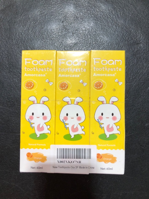 Photo 2 of Foam Toothpaste Kids, Natural Edible Formula Orange Flavor,180ml, 3Packs Orange 2.13 Ounce (Pack of 3)