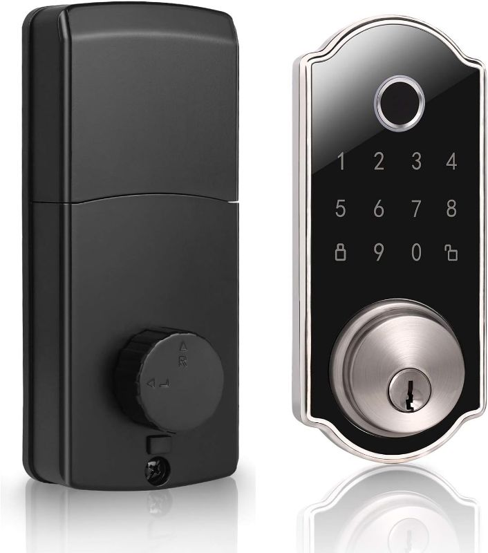 Photo 1 of DECORITEN Fingerprint Locks for Doors, Touch Screen Keypad Deadbolt, Entrance Smart Electronic Digital Door Lock with Keys in Black Finish, Fingerprint Lock Padlock
