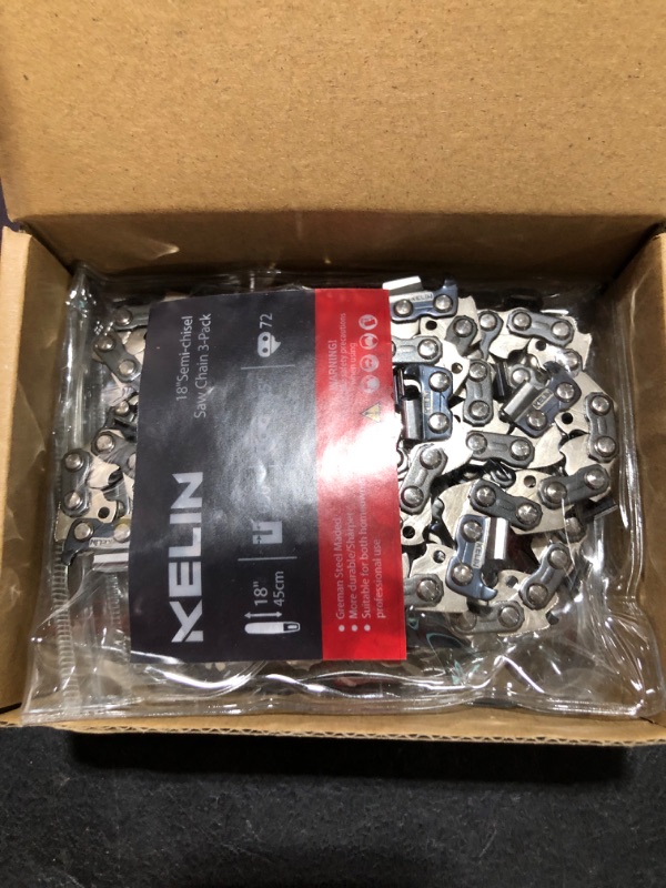 Photo 2 of 18 Inch Chainsaw Chain 3 Pack,72 Drive Links,.050" Gauge,.325" Pitch,Semi-Chisel Chiansaw Fits Craftsman/Sears, Echo, McCulloch, Poulan, Homelite, Ryobi?Germany Steel 18inch-3Pack