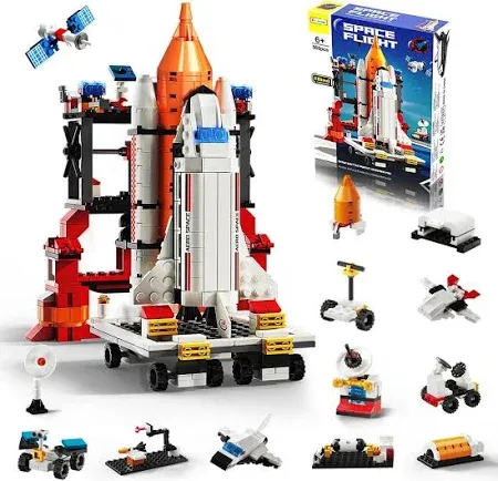 Photo 1 of 16 in 1 Space Rocket Launch Center Building Toy Set, STEM-Inspired Space Toy with Rocket, Launch Tower, Observatory, Control, Birthday Christmas Easter Gifts for 6 7 8 9 10 11 12 Year Old Boys 123-720