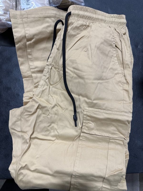 Photo 2 of SZ 34 Men's Casual Cargo Pants Drawstring Hiking Pants Workout Tactical Joggers Sweatpants for Men
