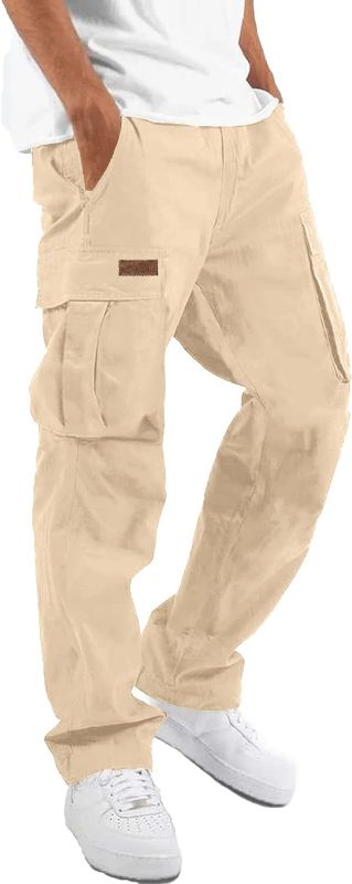 Photo 1 of SZ 34 Men's Casual Cargo Pants Drawstring Hiking Pants Workout Tactical Joggers Sweatpants for Men

