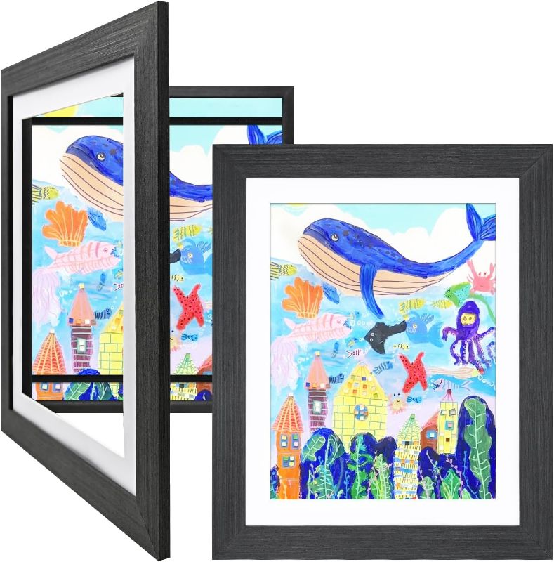 Photo 1 of 1 Pack Kids Art Frame White 8.5x11 Front Opening Changeable Kids Artwork Frames for Hanging Wall, Drawing Frame Storage Holds 150 Pcs for Display, Photos, Crafts, White
