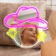 Photo 1 of GGK Cowgirl Hat Neon Mirror Sign Cowgirl Hat LED Neon Light Cowgirl Hat Disco Ball Shaped Neon Mirror, Girls Room Wall Mirror Decor Dimmable Cowgirl Neon Light Sign (Cowgirl Pink)