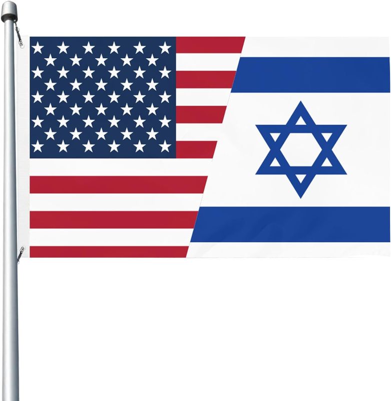 Photo 1 of USA and Israel Flag Israeli Flag 3X5 ft Israeli National Flags American Israeli Friendship Banner, Vivid Color, Fade Proof, Double Stitched, Polyester with 2 Brass Grommets for Garden Outdoor Indoor
