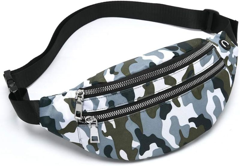 Photo 1 of MOCE Waist Bag Fanny Pack for Men & Women Fashion Water Resistant Hip Bum Bag with Adjustable Belt for Travel Hiking Running Outdoor Sports.(Green/White Camo)