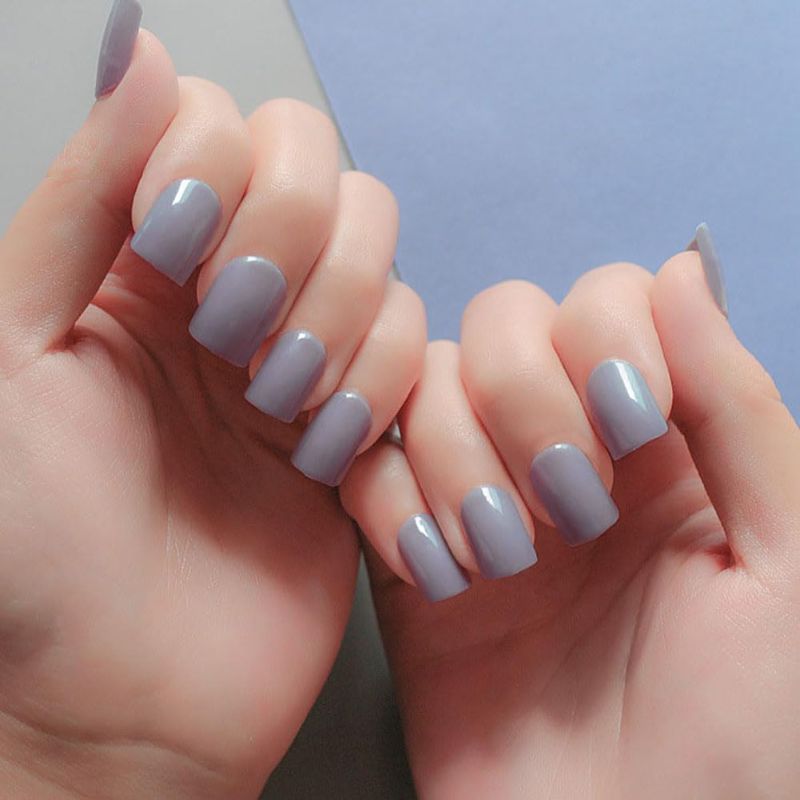 Photo 1 of Pre-glued Solid Color Press on Nails (Light Lavender) Square Medium Glossy 24PCS Gift for Women and Girl from QQPPOLIU
