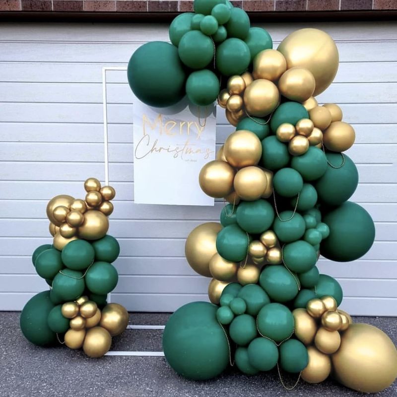 Photo 1 of Dark Green Gold Balloon Arch Garland Kit-Metallic Gold Balloon 134Pcs for Birthday,Graduation,Baby Shower,Wedding,Christmas,Home Party Decoration.
