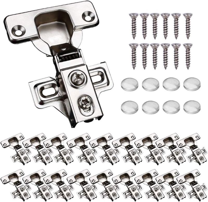Photo 1 of KONIGEEHRE 20 Pack Soft Close Cabinet Door Hinges for 1/2" Partial Overlay Cupboard, 100 Degree Opening Angel, Stainless Concealed Kitchen Cabinet Hinges with Mounting Screws and Manual
