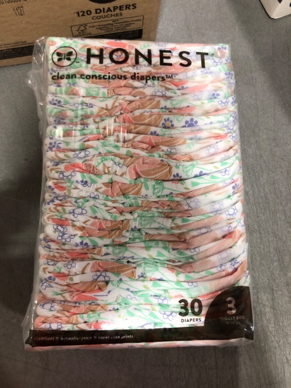 Photo 1 of The Honest Company Clean Conscious Diapers | Plant-Based, Sustainable | Flower Power | Super Club Box, Size 3 (16-28 lbs), 30Count Size 3 (30 Count) Flower Power