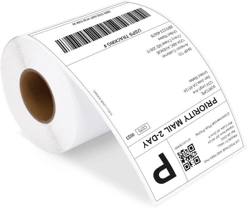 Photo 1 of 4x6 Direct Thermal Labels with 220 Labels/Roll - Premium Adhesive & Perforated, Water & Grease Resistant Labels Compatible with Rollo, Label Printer
