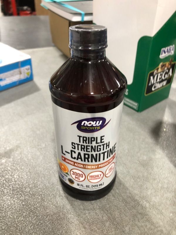 Photo 2 of Now Foods L-Carnitine Citrus Liquid, 3000 mg - 16 fl oz bottle Best By August 2024