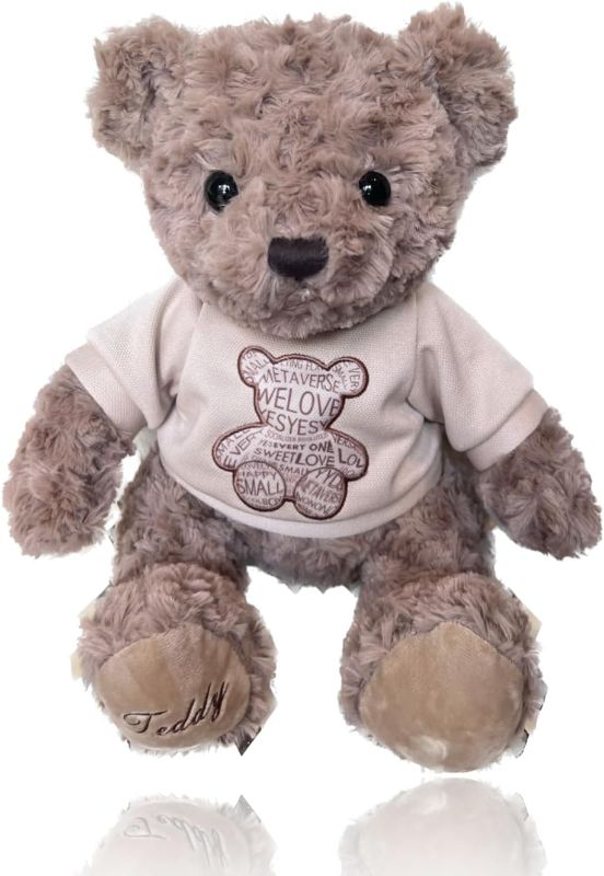 Photo 1 of Brown Plush Teddy Bear with Shirt, Cute Stuffed Animal Toy Gift for Kids Girls Boys (Khaki)
