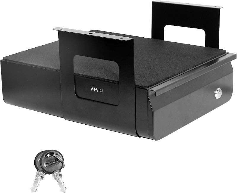 Photo 1 of VIVO 13 inch Secure Under Desk Mounted Single Pull-Out Drawer for Office Desk, Lockable Sliding Storage Organizer for Sit Stand Workstation, Black, DESK-AC03L-B

