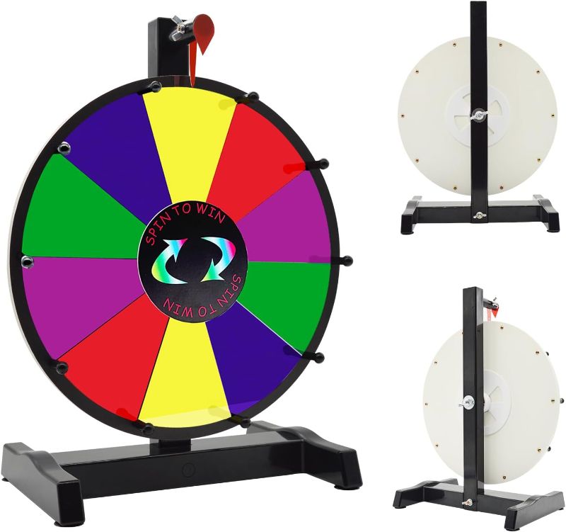 Photo 1 of 12 Inch Spinning Prize Wheel, Heavy Duty Base with 10 Slots Color Tabletop Spinner, Spin The Wheel for Carnival, Trade Show and Win Fortune Spin Games 
