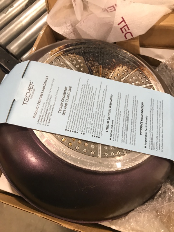 Photo 2 of TECHEF - Art Pan Collection Wok/Stir-Fry Pan, Coated 5 times with Teflon Select Non-Stick Coating (PFOA Free) - Made in Korea (12 IN with Lid) 12 IN (30cm) with Lid Aubergine Purple