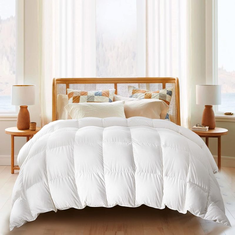 Photo 1 of puredown® Lightweight Goose Feather Comforter King Size, Summer Duvet Insert for Hot Sleepers/Warm Weather, Hotel Collection Comforter with 100% Cotton Cover (White)