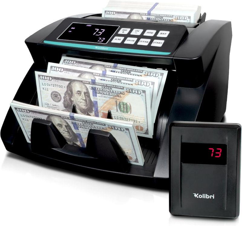 Photo 1 of KOLIBRI Money Counter Machine with Advanced Fake Detection & LCD Display | 1,500 Bills per Minute Single-Denomination Cash Counter | Bill Counter Machine (US Customer Support) (KKR)
