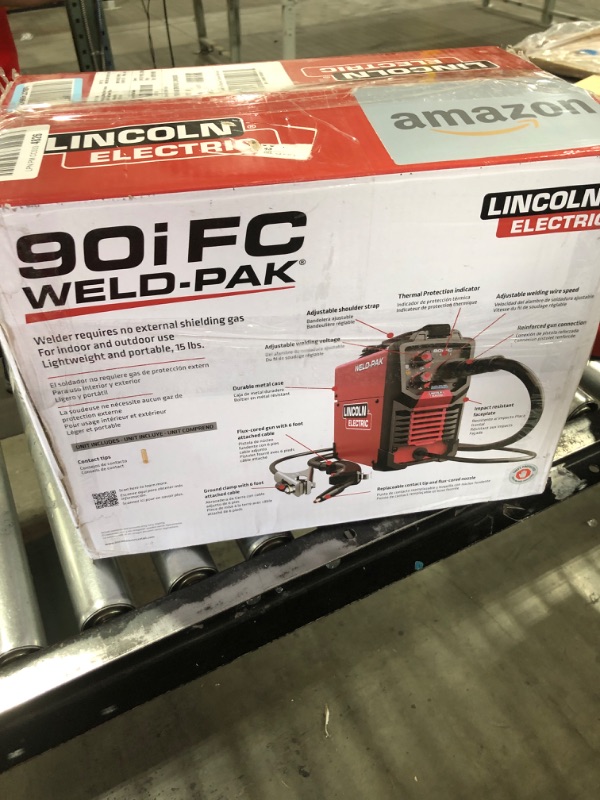 Photo 4 of Lincoln Electric 90i FC Flux Core Wire Feed Weld-PAK Welder, 120V Welding Machine, Portable w/Shoulder Strap, Protective Metal Case, Best for Small Jobs, K5255-1 & Traditional MIG/Stick Welding Gloves Flux-Cored Welder + Welding Gloves