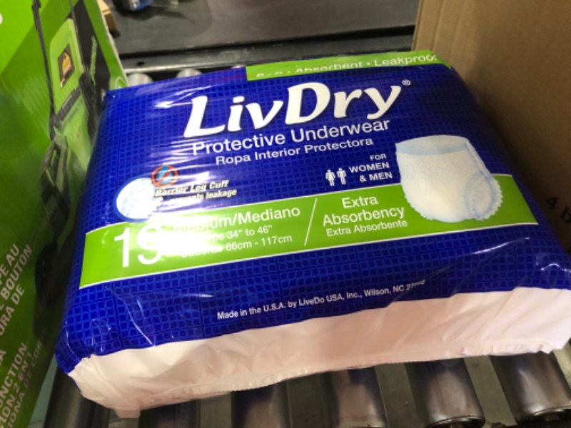Photo 2 of LivDry Adult Incontinence Underwear, Extra Absorbency Adult Diapers, Leak Protection, Medium, 19-Pack