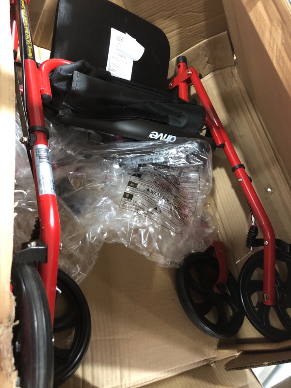 Photo 2 of Drive Medical 10257RD-1 Four Wheel Rollator with Fold Up Removable Back Support, Red