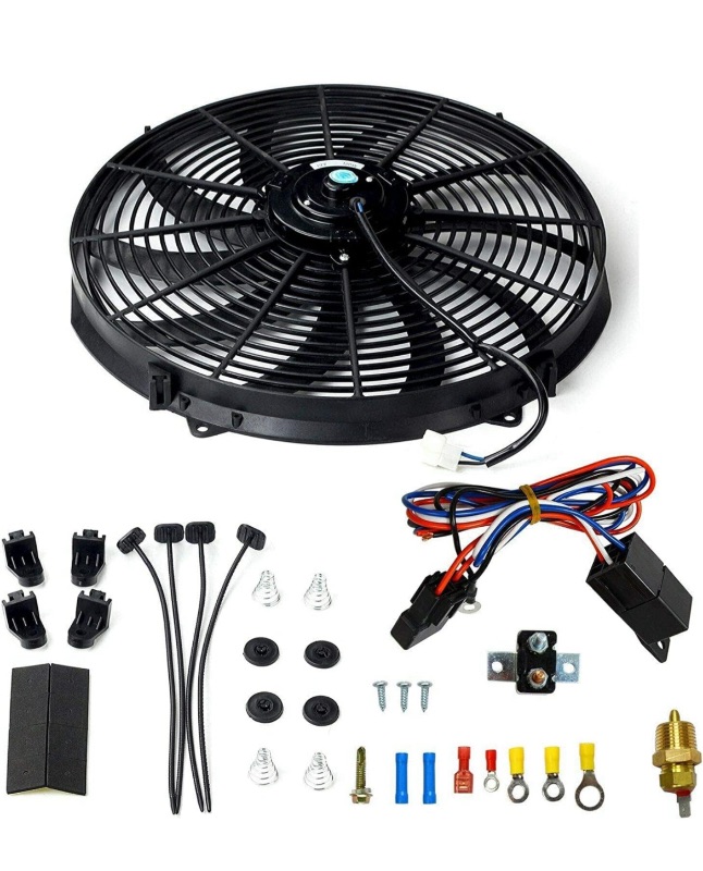 Photo 1 of 16 inch Electric Radiator Fan, 3000 CFM 10 Blades Electric Fan Automotive Black with Thermostat Wiring Switch Relay Kit