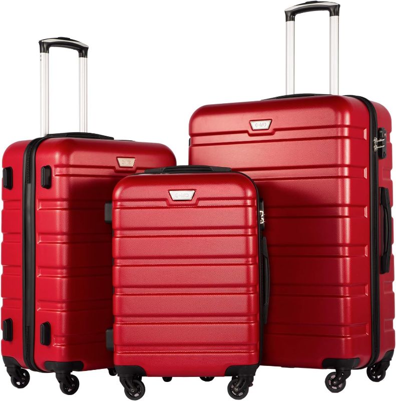 Photo 1 of Coolife Luggage Suitcase 3 Piece Set expandable (only 28”) ABS+PC Spinner suitcase with TSA Lock carry on 20 in 24in 28in (RED)
