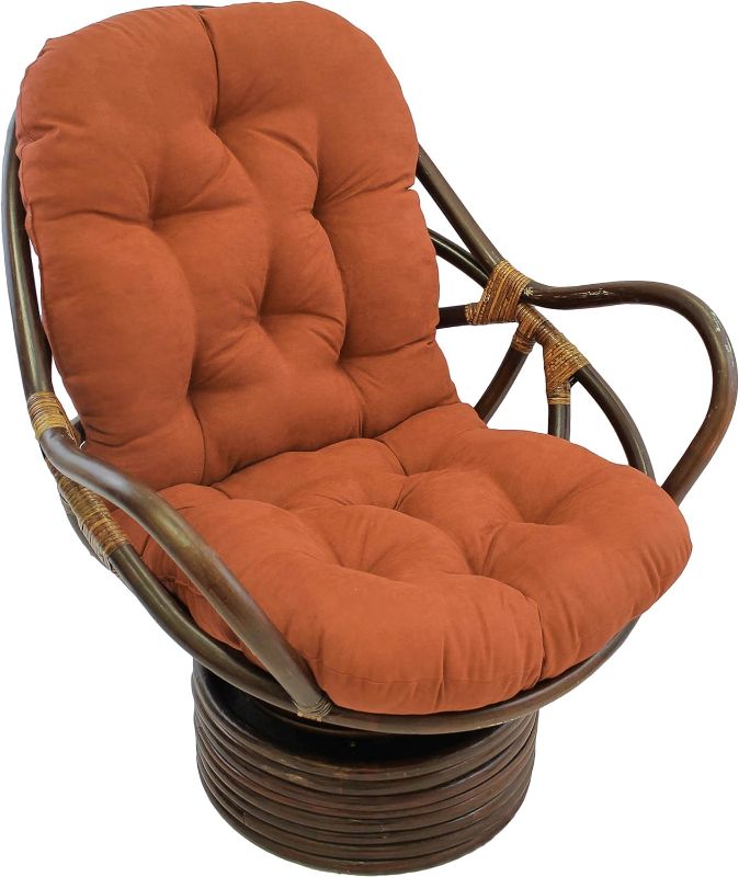 Photo 1 of Blazing Needles Solid Microsuede Swivel Rocker Chair Cushion, 48" x 24", Spice