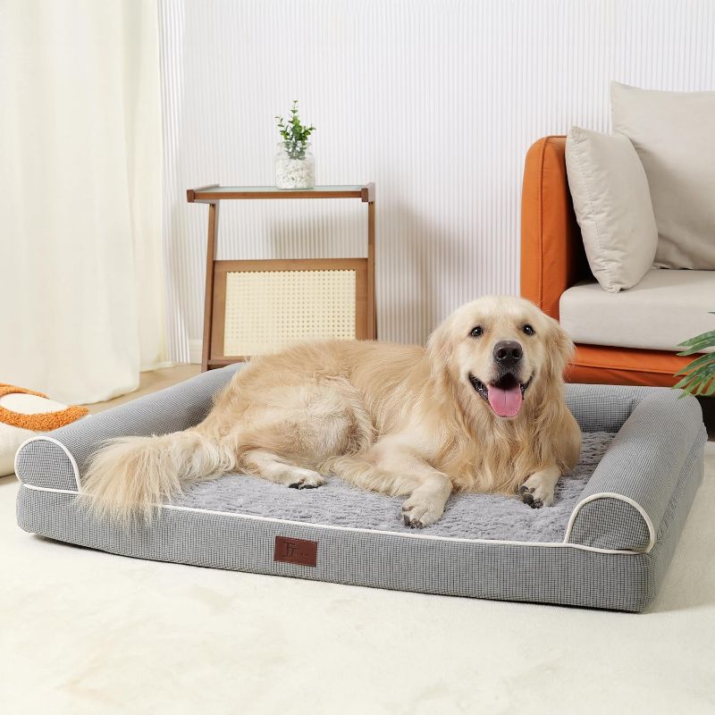 Photo 2 of TJSOULER Orthopedic Dog Beds for Large Dogs,Waterproof Lined Egg Crate Foam Pet Bed Mat with Removable and Washable Cover and Non Slip Bottom,Dog Sofa Bed