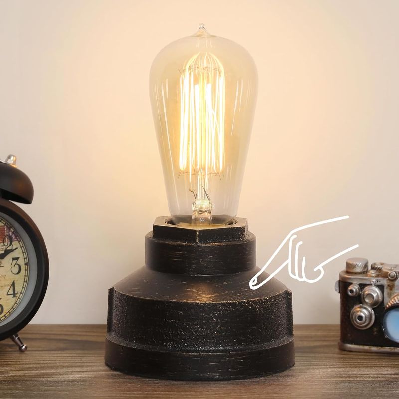 Photo 1 of Boncoo Touch Control Table Lamp Vintage Desk Lamp Small Industrial Touch Light Bedside Dimmable Nightstand Lamp Steampunk Accent Light Edison Lamp Base Antique Night Light for Living Room Bedroom