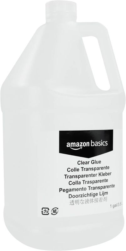 Photo 1 of Amazon Basics All Purpose Washable School Liquid Glue, 1 Gallon -with- All Purpose Washable School Clear Liquid Glue, 1 Gallon -Great for Making Slime